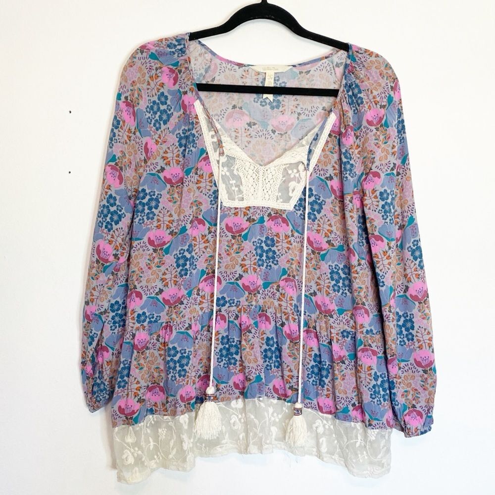 Women's Matilda Jane Boho Floral Lace Trim Blouse